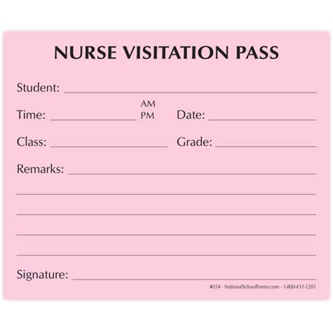 Nurse Visitation Pass Pad