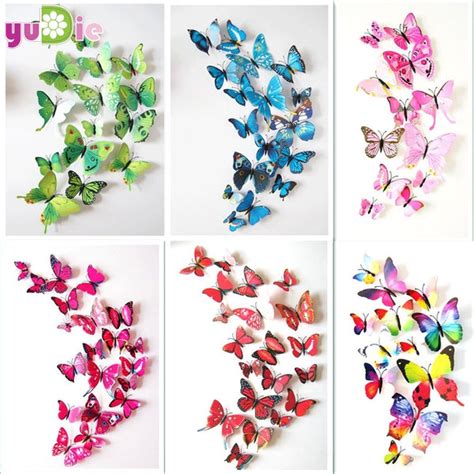 12pcsset New Arrive Mirror Sliver 3d Butterfly Wall Stickers Party We