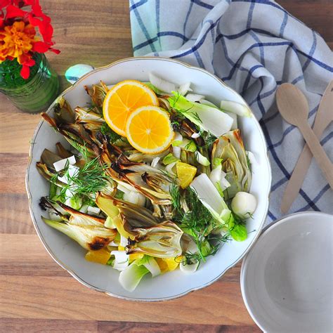 Chicory And Roasted Fennel Salad Free Vegan Meal Planning Veahero