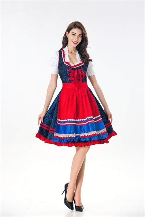 Womens Oktoberfest Bavarian Beer Maid Dirndl Blue Lace Dress Costume Costume Works Au