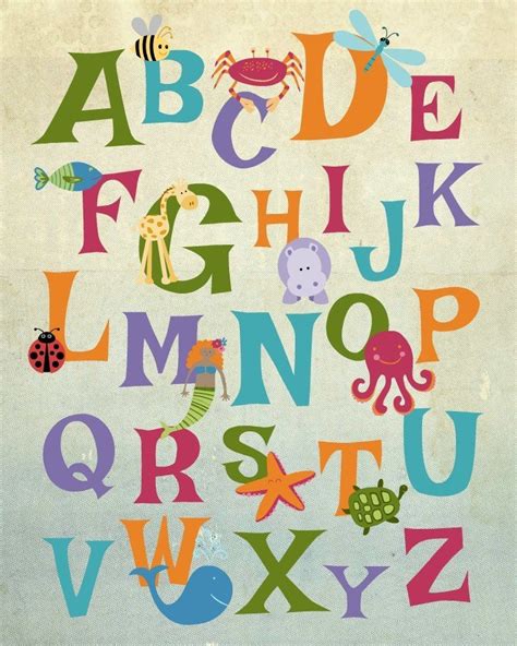 Nursery Animal Alphabet Poster Wall Art Printable Abc Poster Nursery