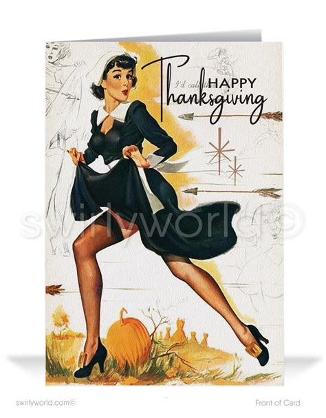 vintage mid century modern pinup girl pilgrim 1950s style thanksgiving