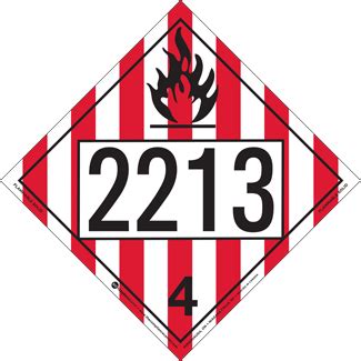 UN 2213 Hazard Class 4 Flammable Solid Permanent Self Stick Vinyl