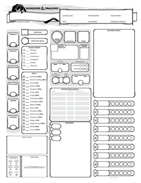 Printable Blank Dnd Character Sheet Printable Blank World