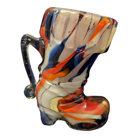 Glass Boot Murano Glass Art Glass Venetian Multi Colored Vintage Glass Boot Murano Glass
