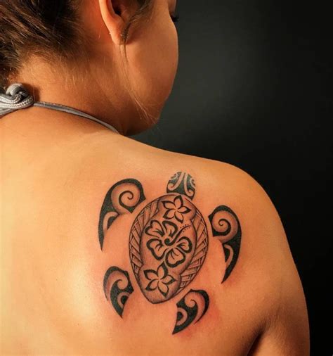 Beautiful Turtle On Back Shoulder Tribal Turtle Tattoos Polynesian