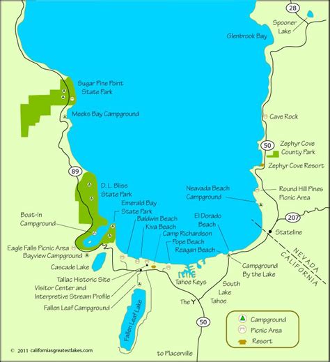 Lake Tahoe Beaches Map