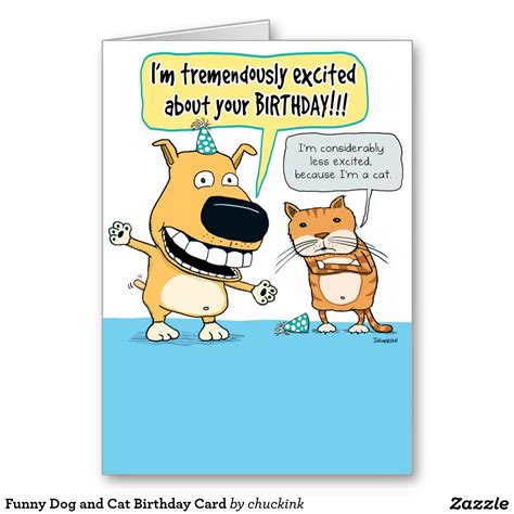 Choose from funny to cute ideas & add a personal touch with a photo or name. Funny Excited Dog and Bored Cat Birthday Card | Zazzle.com ...