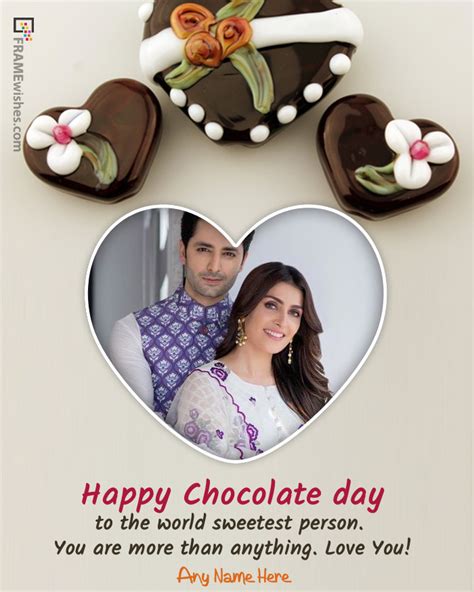 Happy Chocolate Day Photo Frame In Chocolate Heart