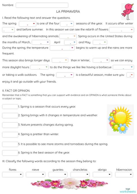 La Primavera Ficha Interactiva Topworksheets