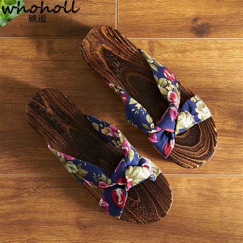 whoholl geta women sandals summer japanese geta sandals clogs platform flat heels and kimono cos