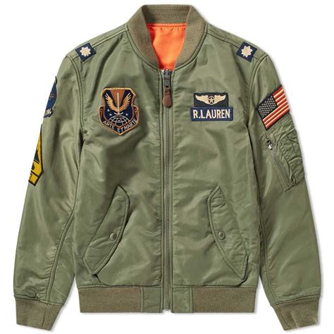 Polo Ralph Lauren Military Patches Bomber Jacket Bohemian Olive Polo