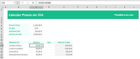 Formula Para Quitar El Iva En Excel Printable Templates Free
