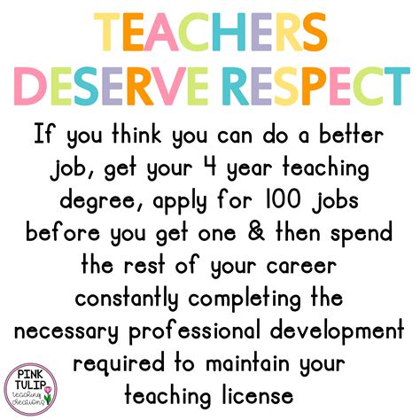 Teachers Deserve Respect Pink Tulip Creations Teaching Quotes