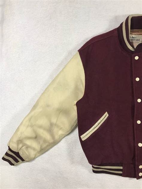 Vintage University Shop Leather Sleeve Varsity Jacket International