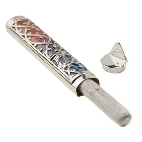 Enamel Multicolored Silver Mezuzah Case Baltinester Judaica