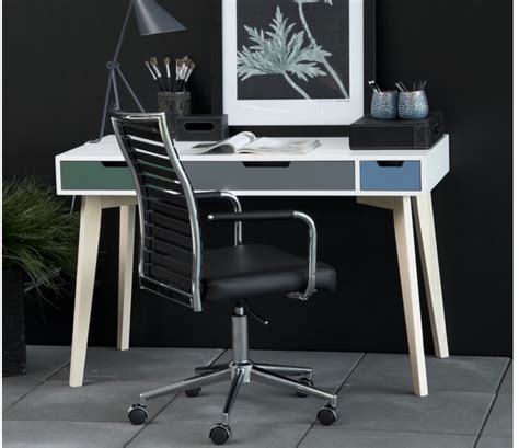 Scandinavian Style Rectangular Desk With 3 Coloured