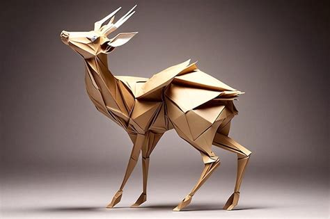 Premium Ai Image Image Of Paper Origami Art Handmade Paper Deer