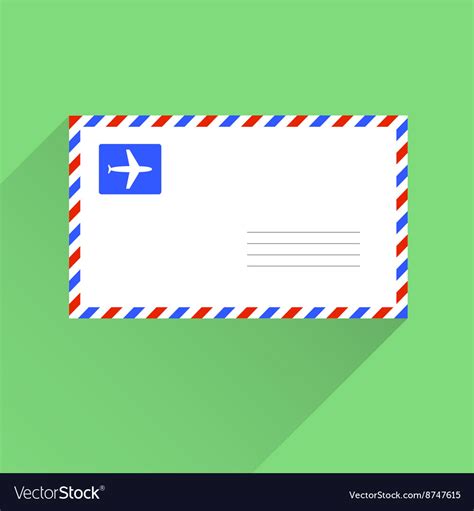 Air Mail Blank Letter Envelope Flat Style Vector Image