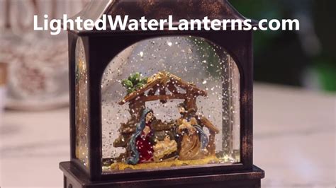 8 Inch Lighted Snow Globe Traditional Nativity Scene With Swirling