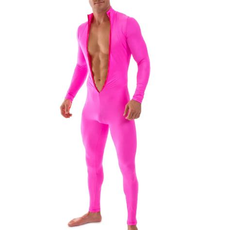 sexy jumpsuits bodysuit sportkleding mannen stretch strakke kleding roze sexy man kostuums gay