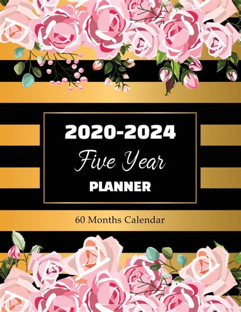 2020 2024 Five Year Planner Pink Roses Flowers Calendar 2020 2024