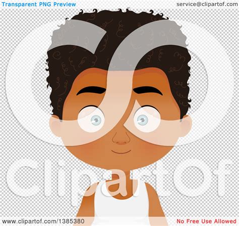 Clipart of a Black Boy with a Curly Hairstyle - Royalty Free Vector