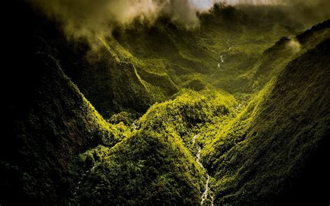 Clouds Rainforest Landscape Nature Mountain Green Wallpaper