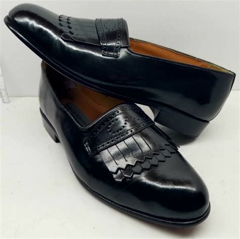 Stacy Adams Comfort Flex Black Leather Wing Tip Tassel Loafers Size W For Sale Online EBay
