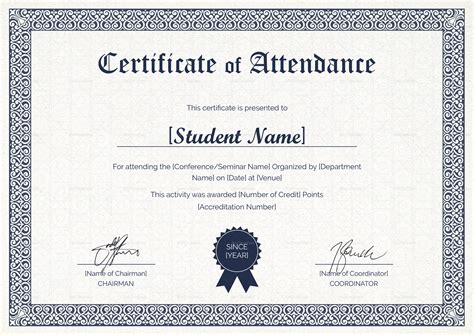 Printable Certificate Of Attendance Template Printable Templates