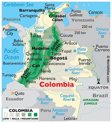 Kaart Colombia Steden Vogels