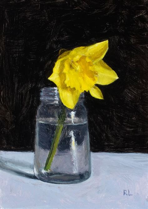 Daffodil In Glass Jar By Rosemary Lewis At Norton Way Gallery