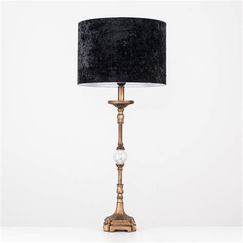 Lighting lampshades pdf by carlo furnishers issuu. Large Gold Candlestick Table Lamp with Black Velvet Shade ...