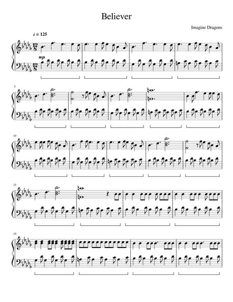 Believer Imagine Dragons Sheet Music For Piano Download