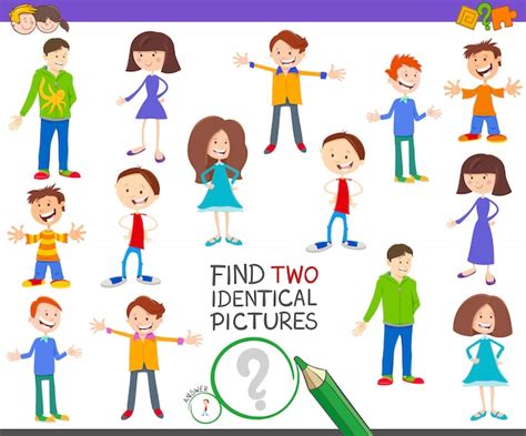 Premium Vector Find Two Identical Pictures Educational Game For Kids