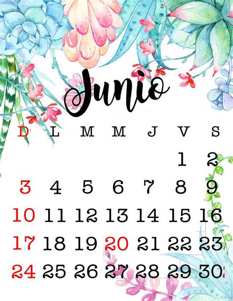 Junio Español Ideas De Calendario Plantilla De Calendario Para
