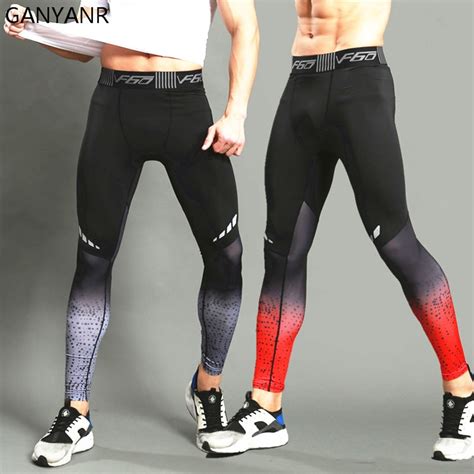 ganyanr brand running tights men sports leggings sportswear long trousers yoga pants winter