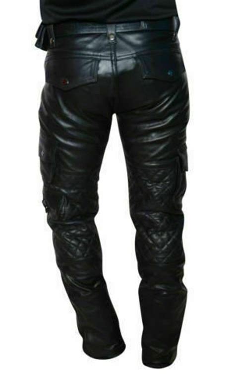 men s real leather cargo quilted panel trousers leather breeches bluf pant 24 hours to serve you