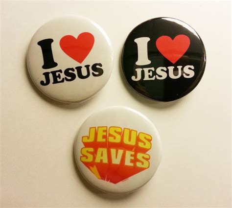 3 Piece Lot Of I Love Jesus Pins Buttons Badges Clothing