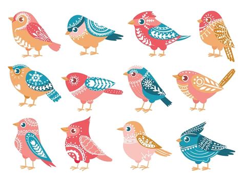 Premium Vector Scandinavian Folk Art Pattern With Birds And Flowers