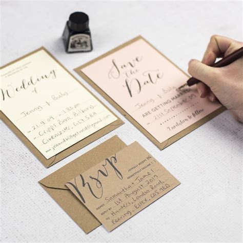 Modern Calligraphy Diy Wedding Invitation Set By Russet And Gray