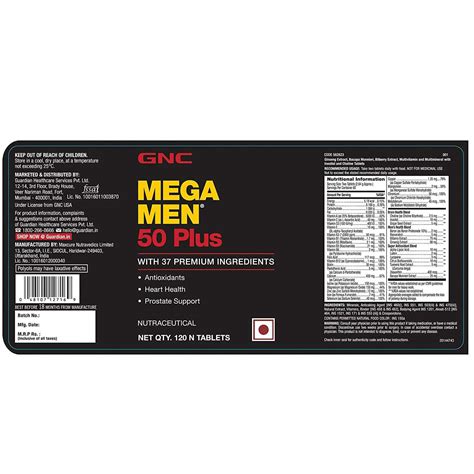 Buy Gnc Mega Men 50 Plus Multivitamin Promotes Prostate Health 37 Premium Ingredients 120