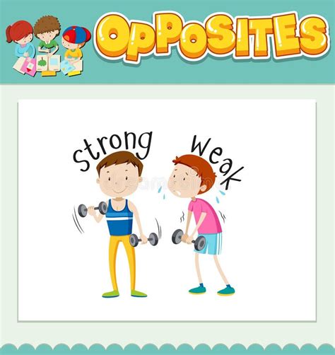 Opposite Words For Strong And Weak Stock Vector Illustration Of Pupil