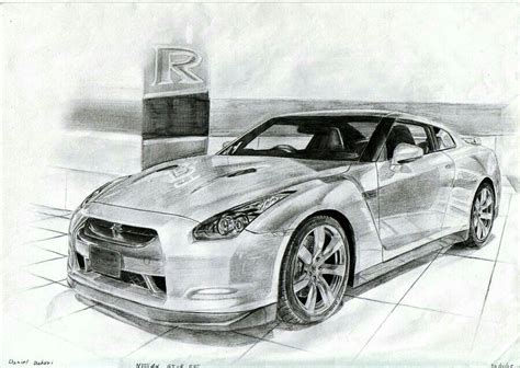 Nissan GT-R R35 - Daniel Dahari - Draw to Drive Realistic car drawing | nissan gtr r35 drawing.