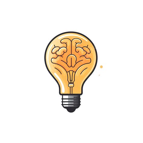 Light Bulb And Brain Illustration In Minimal Style Brain Technology