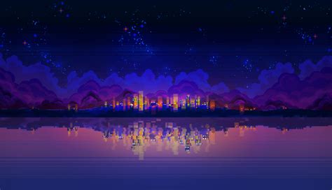 1336x768 Resolution Pixelart Night Landscape Hd Laptop Wallpaper