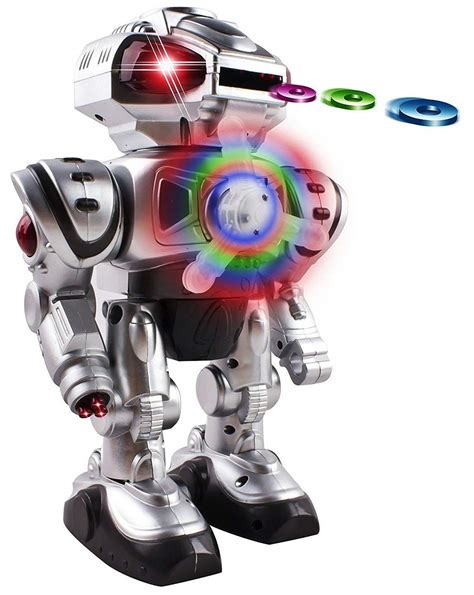 Android Battery Operated Disc Shooting Toy Robot Walking Flashing