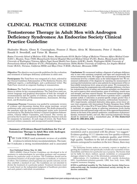 Pdf Testosterone Therapy In Adult Men With Androgen Deficiency
