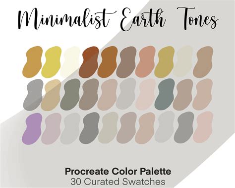 Minimalist Earth Tones Color Palette Procreate Color Palette Etsy My