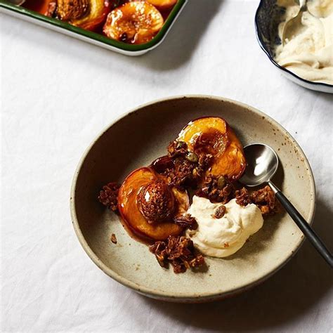 a new recipe up on abclife today roast nectarines with a nut crumble and lemon cream a